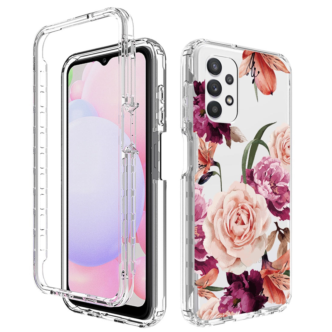 2-in-1 Stylish Pattern Printing Phone Case For Samsung Galaxy A13 4G, PC Frame + TPU Transparent Phone Cover