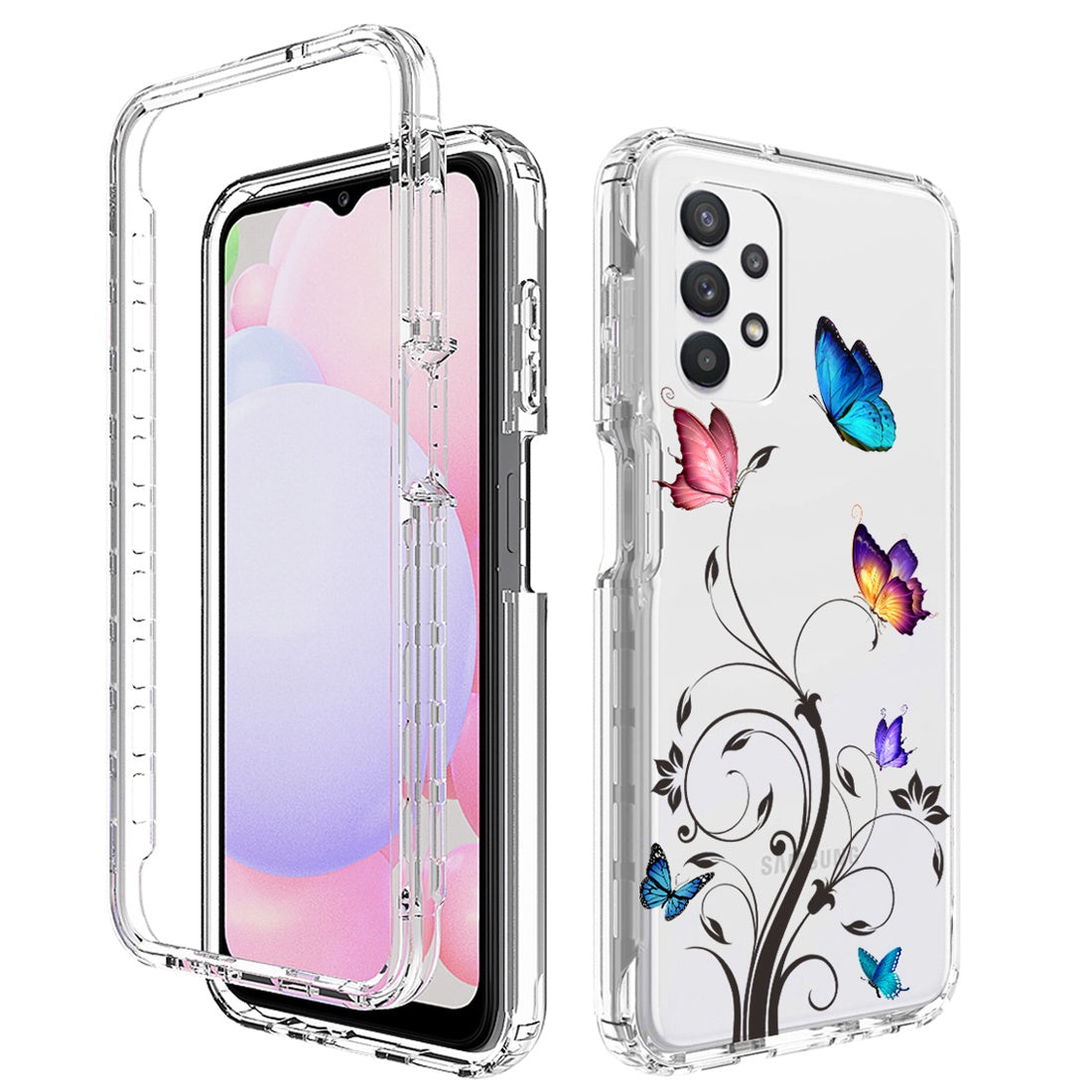 2-in-1 Stylish Pattern Printing Phone Case For Samsung Galaxy A13 4G, PC Frame + TPU Transparent Phone Cover