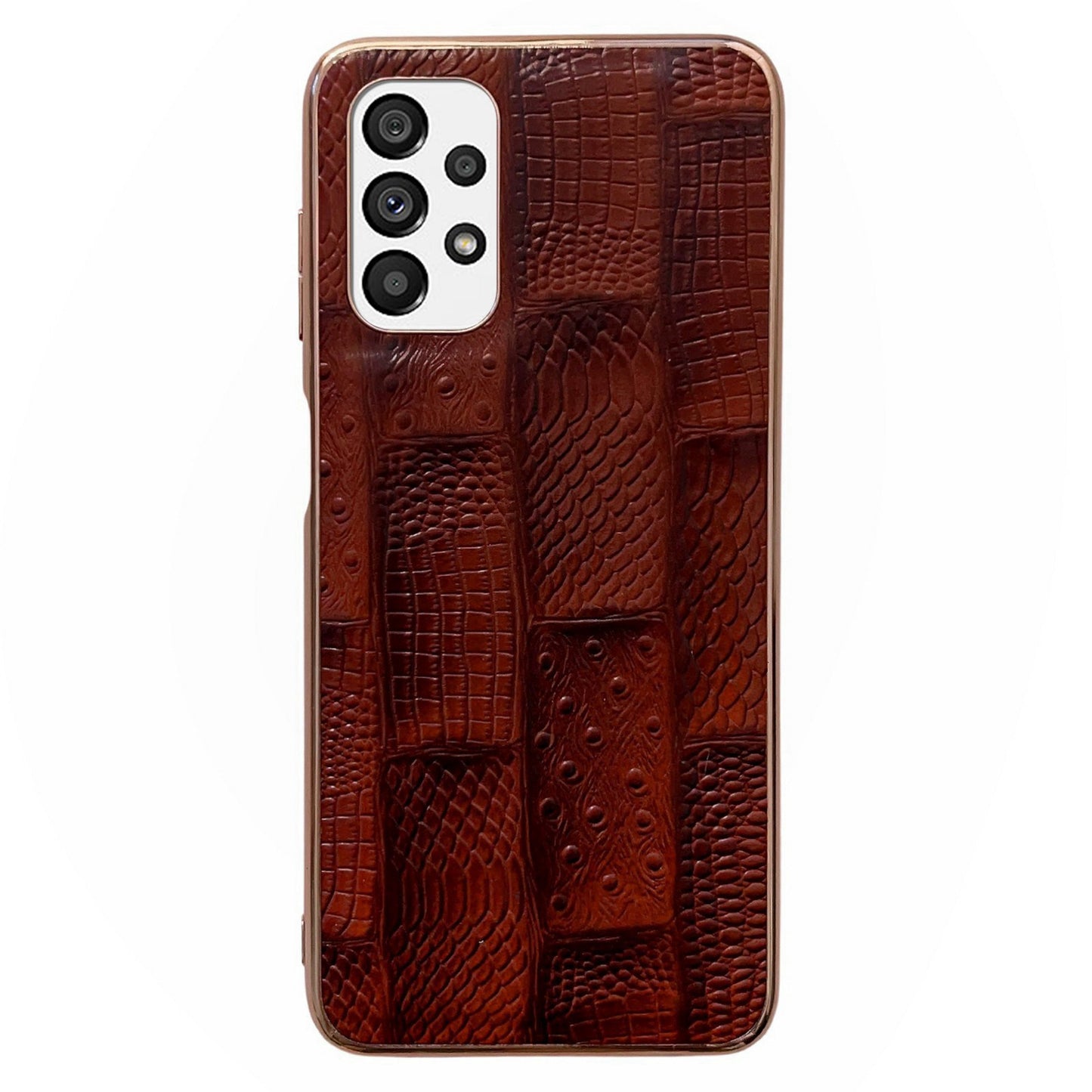 Nano Electroplating Phone Case for Samsung Galaxy A23 4G / 5G (Global Version), Mahjong Texture Genuine Cowhide Leather+PC+TPU Anti-scratch Phone Cover