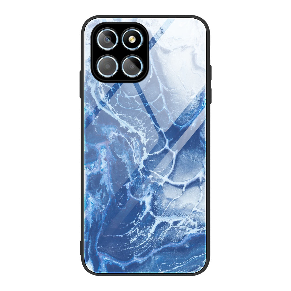 For Honor X8 5G Marble Pattern Printing Phone Case Soft TPU Bumper Shockproof Tempered Glass Back Cover