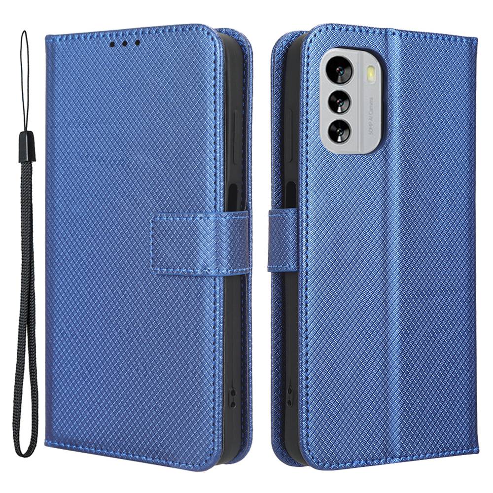 For Nokia G60 5G Diamond Texture PU Leather Stand Case Anti-scratch Folio Flip Phone Wallet Cover