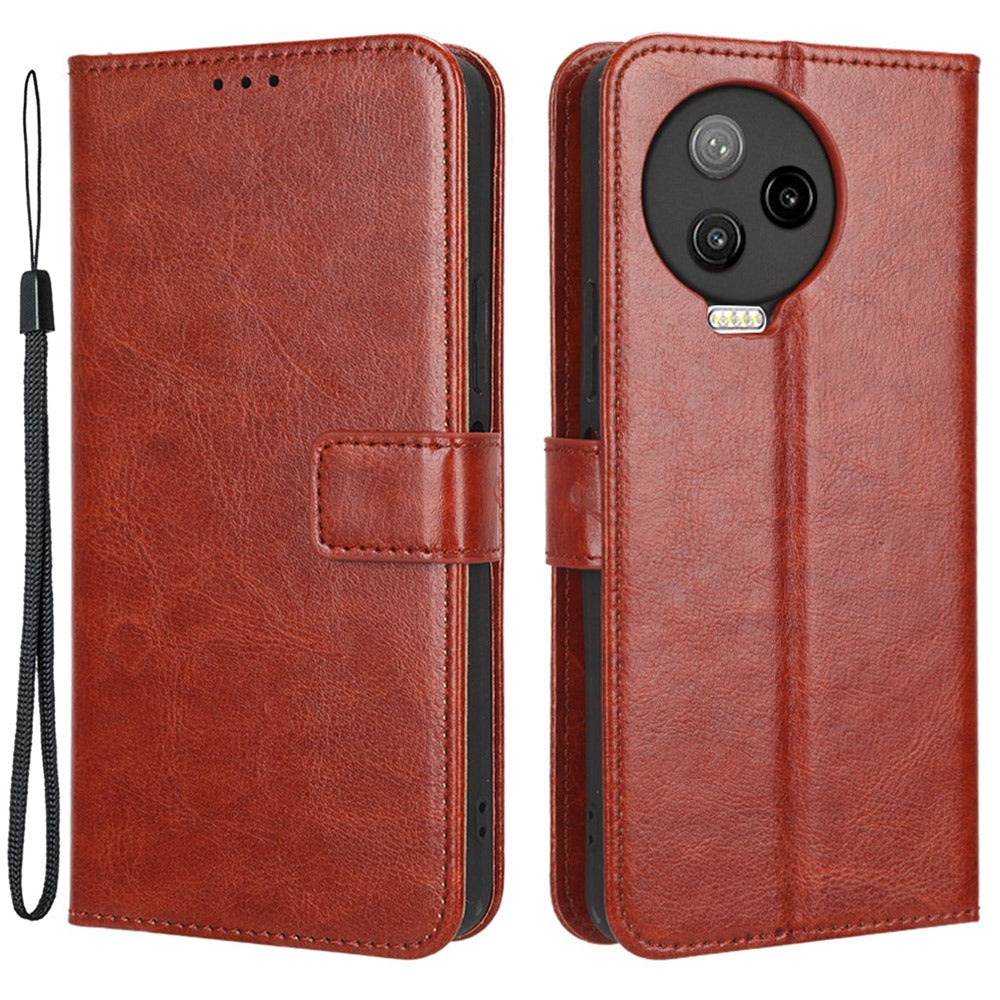 For Infinix Note 12 Pro 4G X676B Crazy Horse Texture PU Leather Wallet Phone Case Folio Flip Hands-free Stand Cover