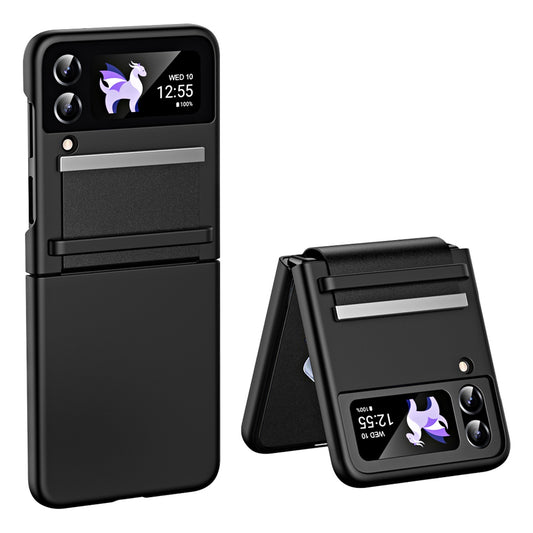 For Samsung Galaxy Z Flip4 5G Skin-touch PU Leather Coated PC Case Anti-drop Phone Cover with Retractable Hinge