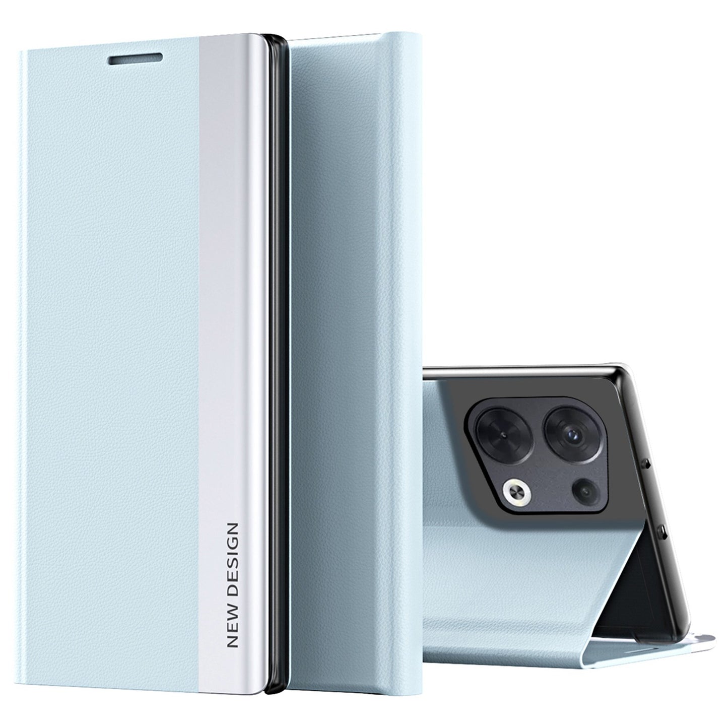 For Oppo Reno8 5G (Global Version) PU Leather Flip Stand Cover Electroplating Magnetic Absorption Fall-proof Phone Case