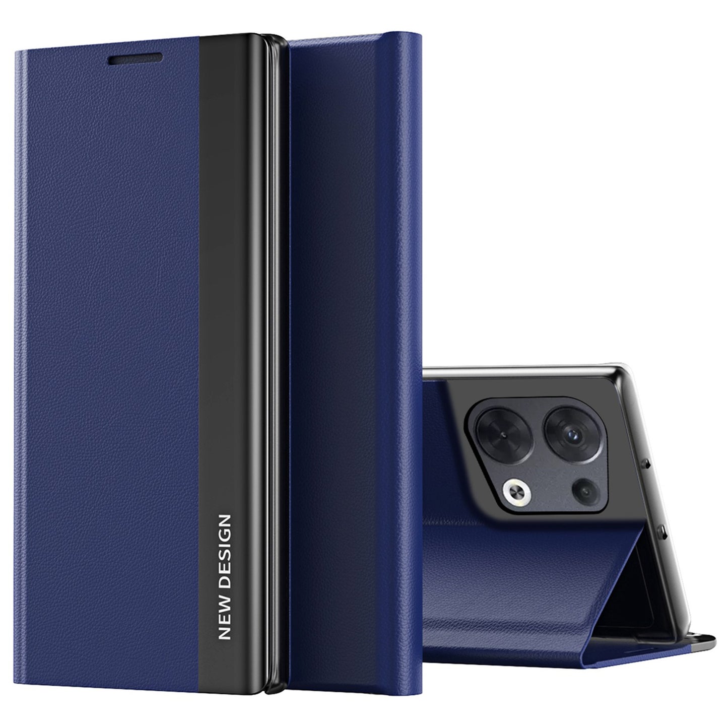 For Oppo Reno8 5G (Global Version) PU Leather Flip Stand Cover Electroplating Magnetic Absorption Fall-proof Phone Case