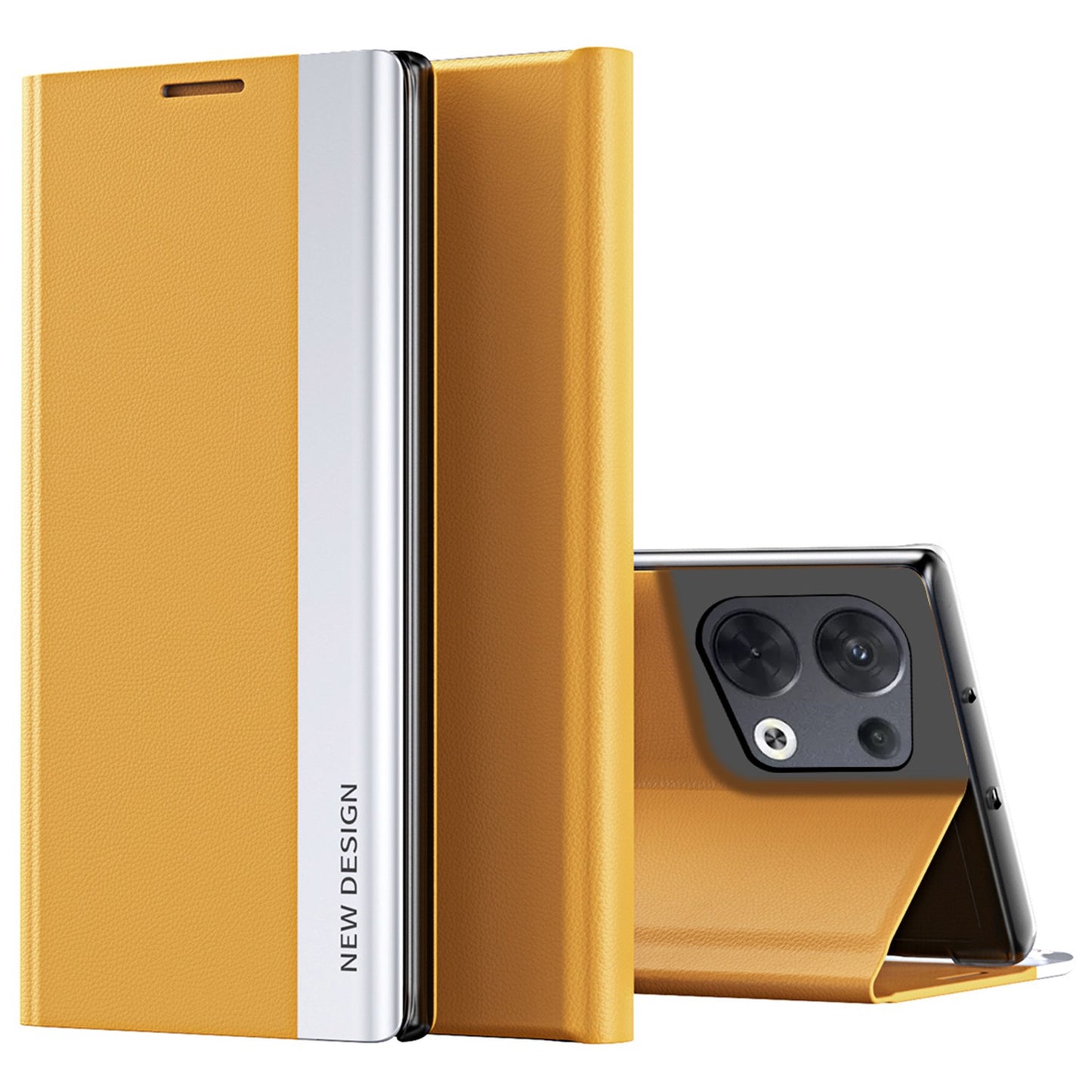 For Oppo Reno8 5G (Global Version) PU Leather Flip Stand Cover Electroplating Magnetic Absorption Fall-proof Phone Case