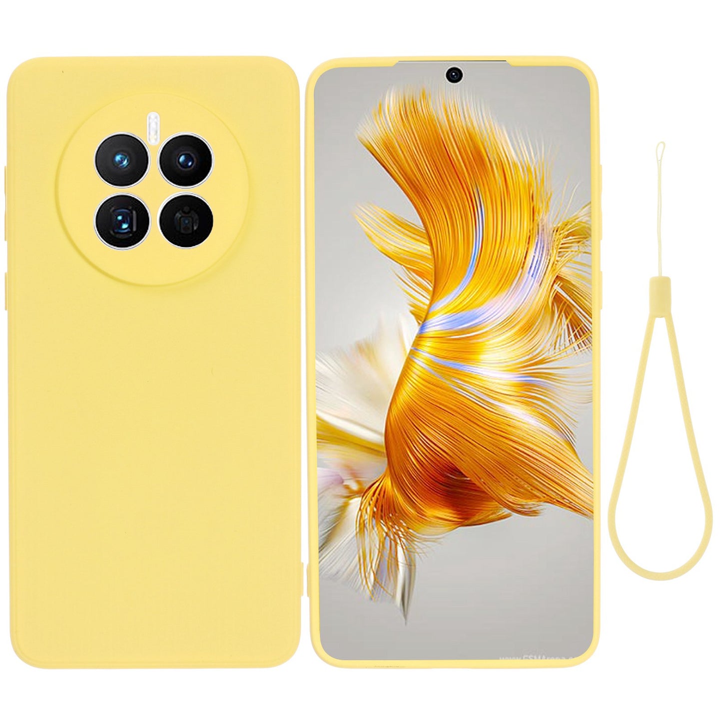 For Huawei Mate 50 4G Shockproof Protective Phone Case Soft Fiber Lining Anti-Scratch Liquid Silicone Cover with Strap