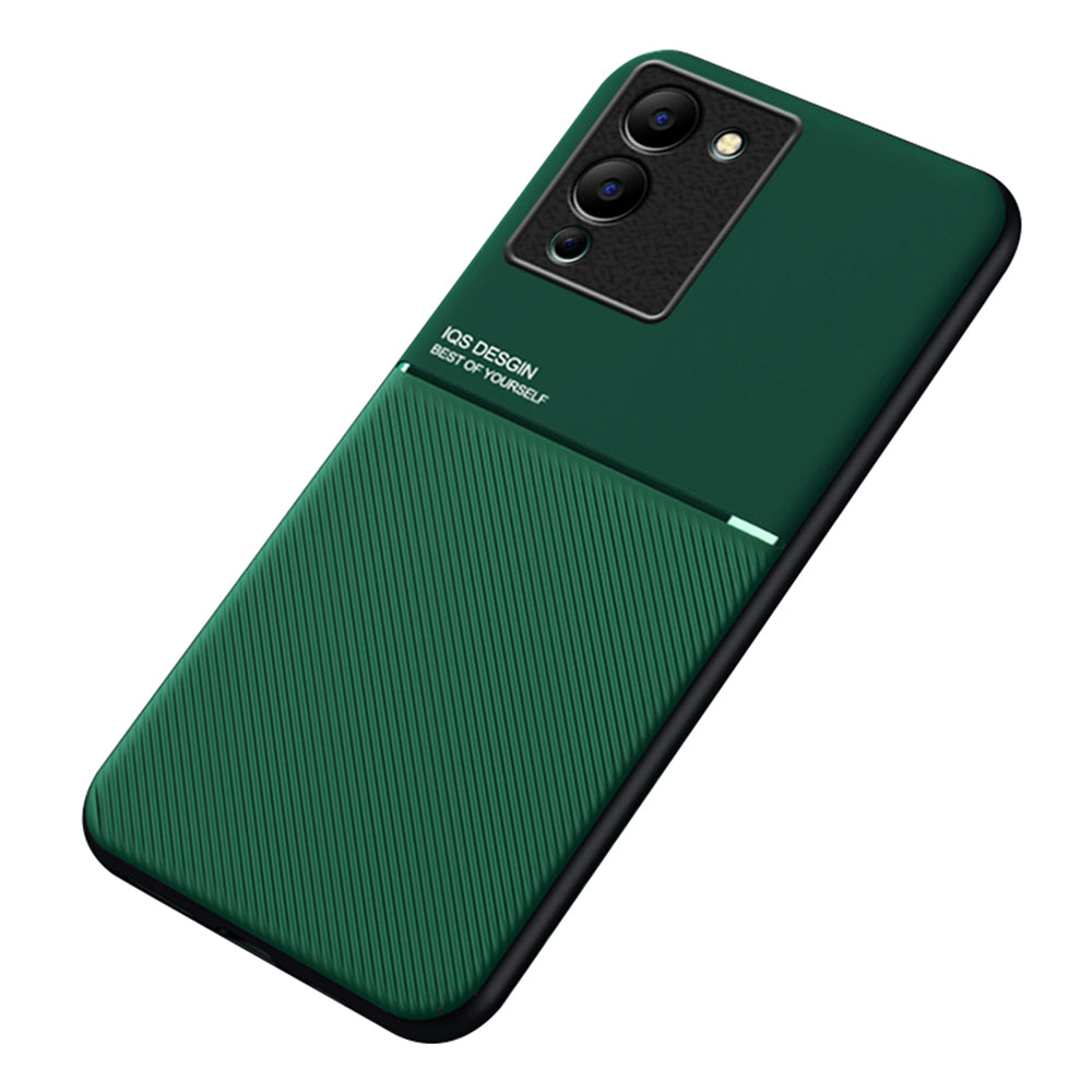 For Infinix Note 12 G96 4G Drop-proof Back Case, Lines Imprinted PU Leather+TPU Hybrid Shell with Built-in Metal Sheet