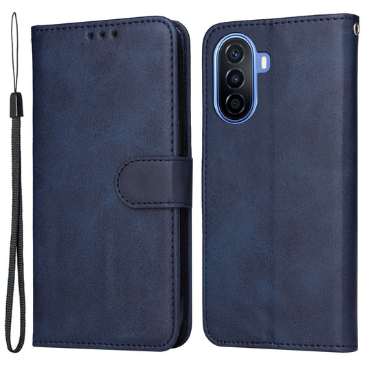 For Huawei Enjoy 50 / nova Y70 4G / nova Y70 Plus 4G Calf Texture Wallet Case PU Leather Flip Folio Stand Shockproof TPU Inner Shell Phone Cover