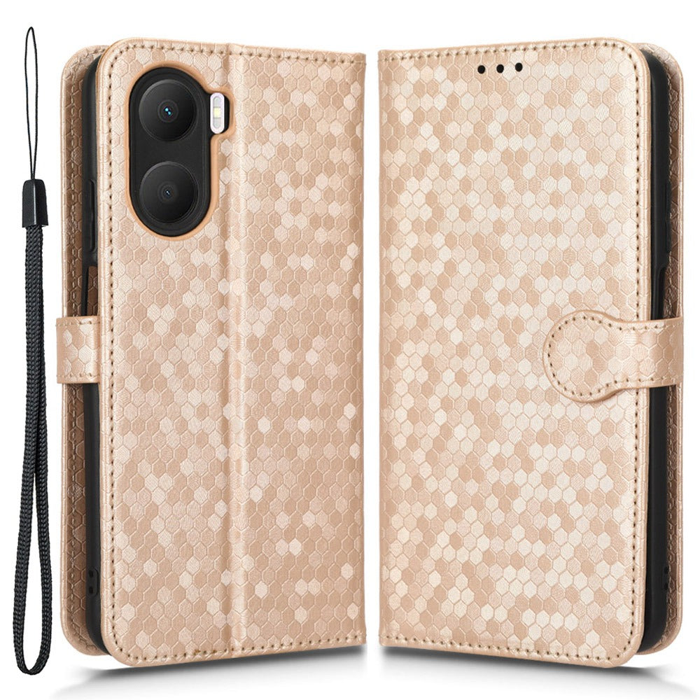 For Honor Play 40 Plus 5G Dot Pattern Imprinted PU Leather Case Stand Wallet Magnetic Flip Folio Phone Cover with Strap