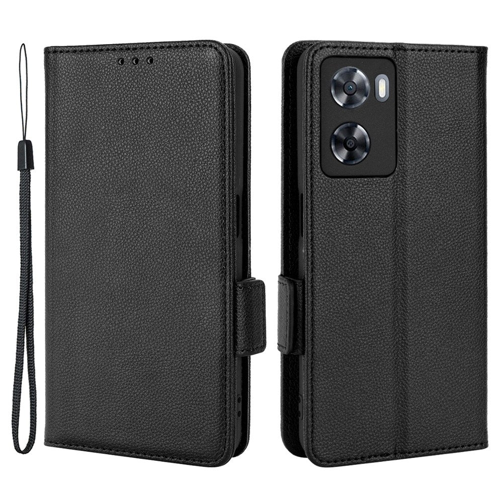 PU Leather Phone Case for Oppo A77 4G / A57 4G / A57e 4G / A57s 4G / A57 (CPH2387) (Taiwan Version), Litchi Texture Stand Wallet Phone Cover