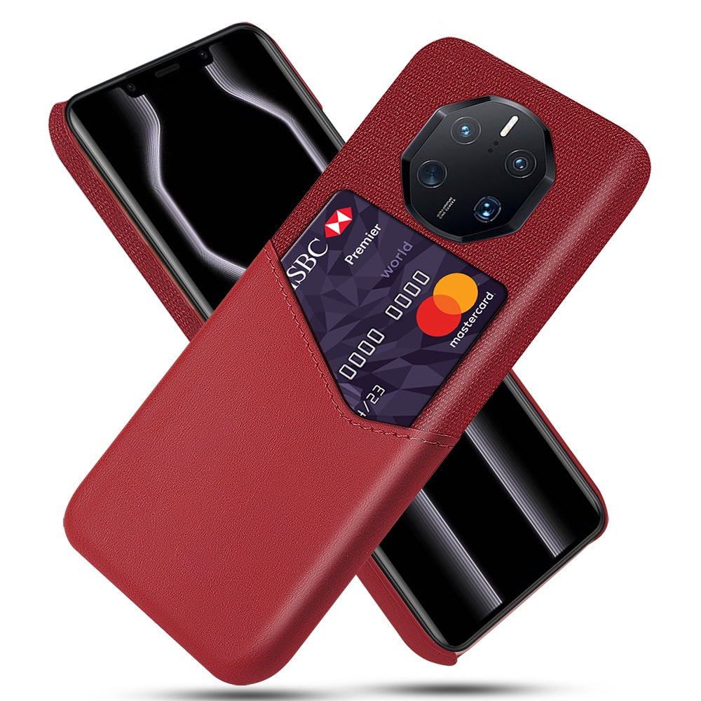 For Huawei Mate 50 RS Porsche Design 4G Anti-fall Cellphone Case Cloth Texture Phone Case Card Holder PU Leather Coated PC Cover