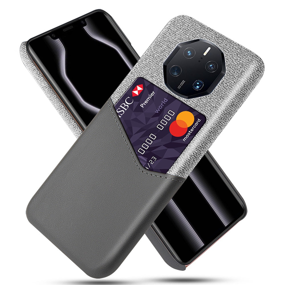 For Huawei Mate 50 RS Porsche Design 4G Anti-fall Cellphone Case Cloth Texture Phone Case Card Holder PU Leather Coated PC Cover