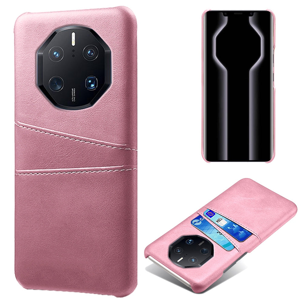 For Huawei Mate 50 RS Porsche Design 4G Phone Case with Dual Card Slots, Shockproof PU Leather Coated Hard PC Cover