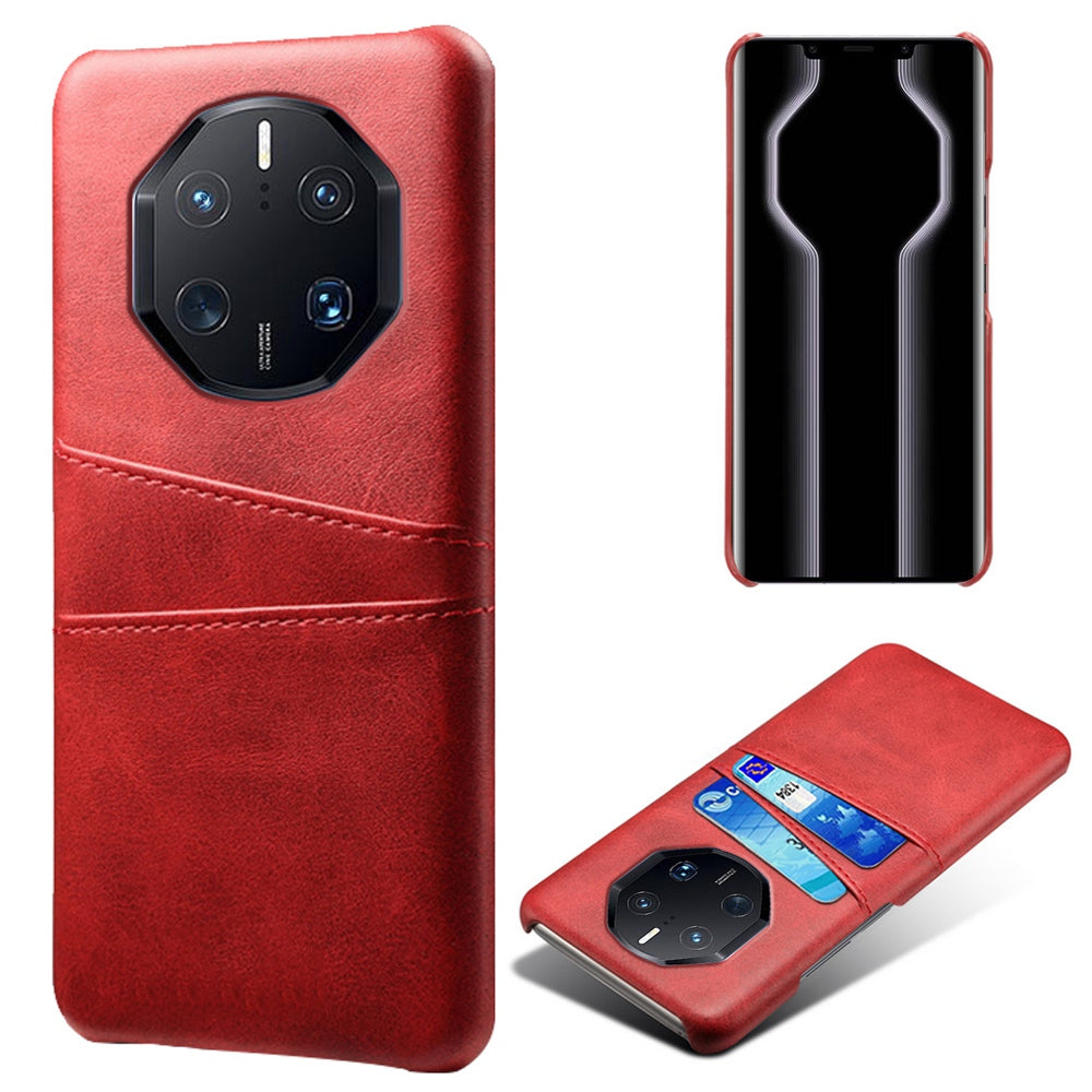 For Huawei Mate 50 RS Porsche Design 4G Phone Case with Dual Card Slots, Shockproof PU Leather Coated Hard PC Cover