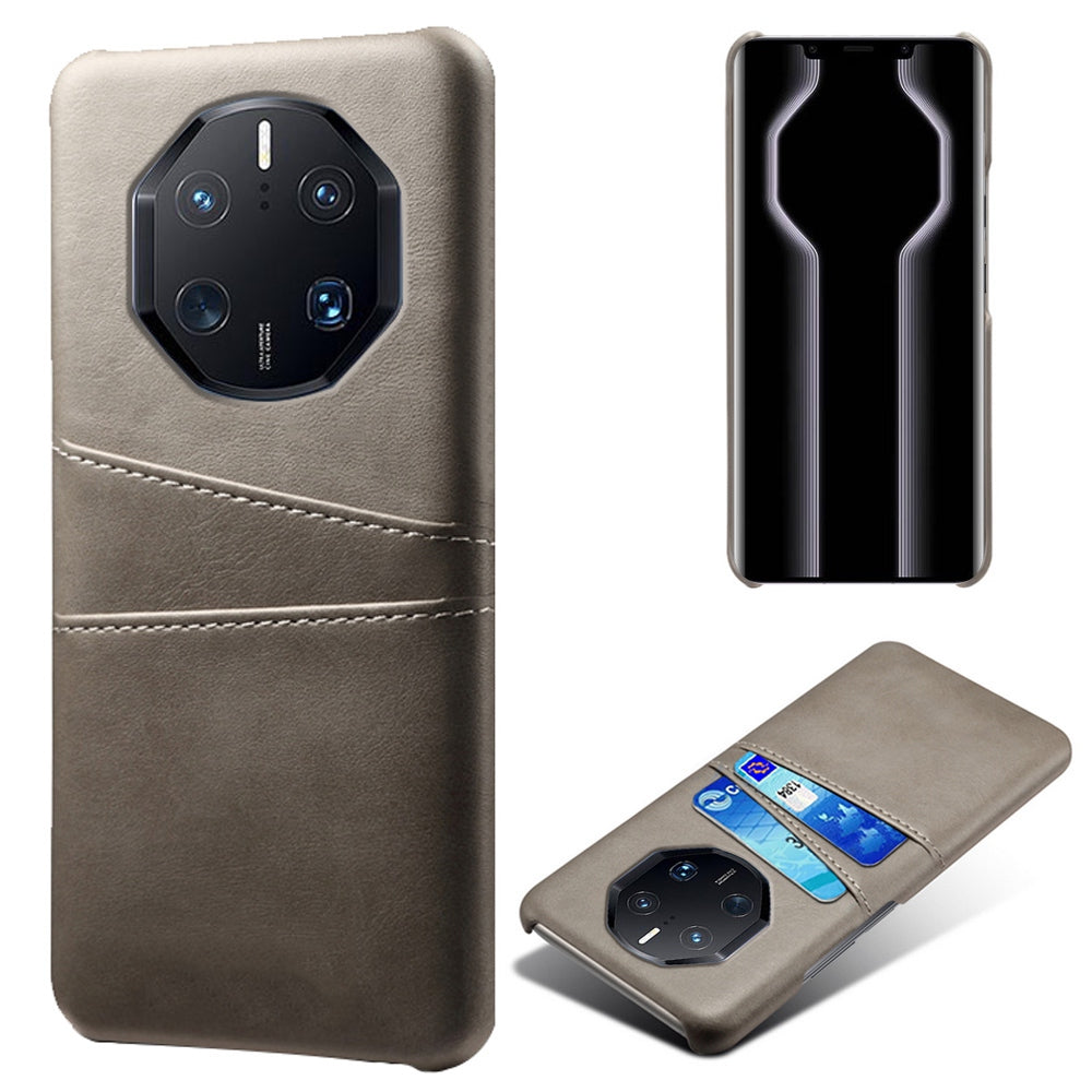 For Huawei Mate 50 RS Porsche Design 4G Phone Case with Dual Card Slots, Shockproof PU Leather Coated Hard PC Cover