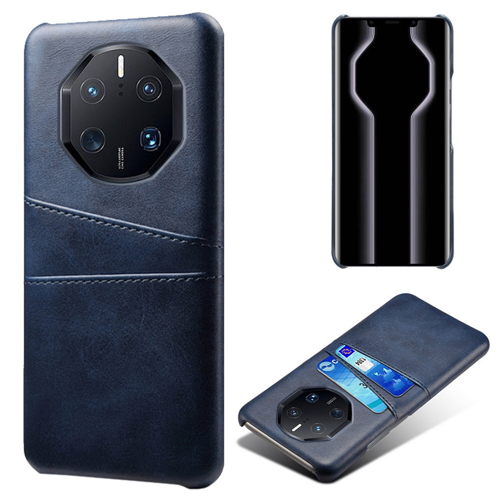For Huawei Mate 50 RS Porsche Design 4G Phone Case with Dual Card Slots, Shockproof PU Leather Coated Hard PC Cover