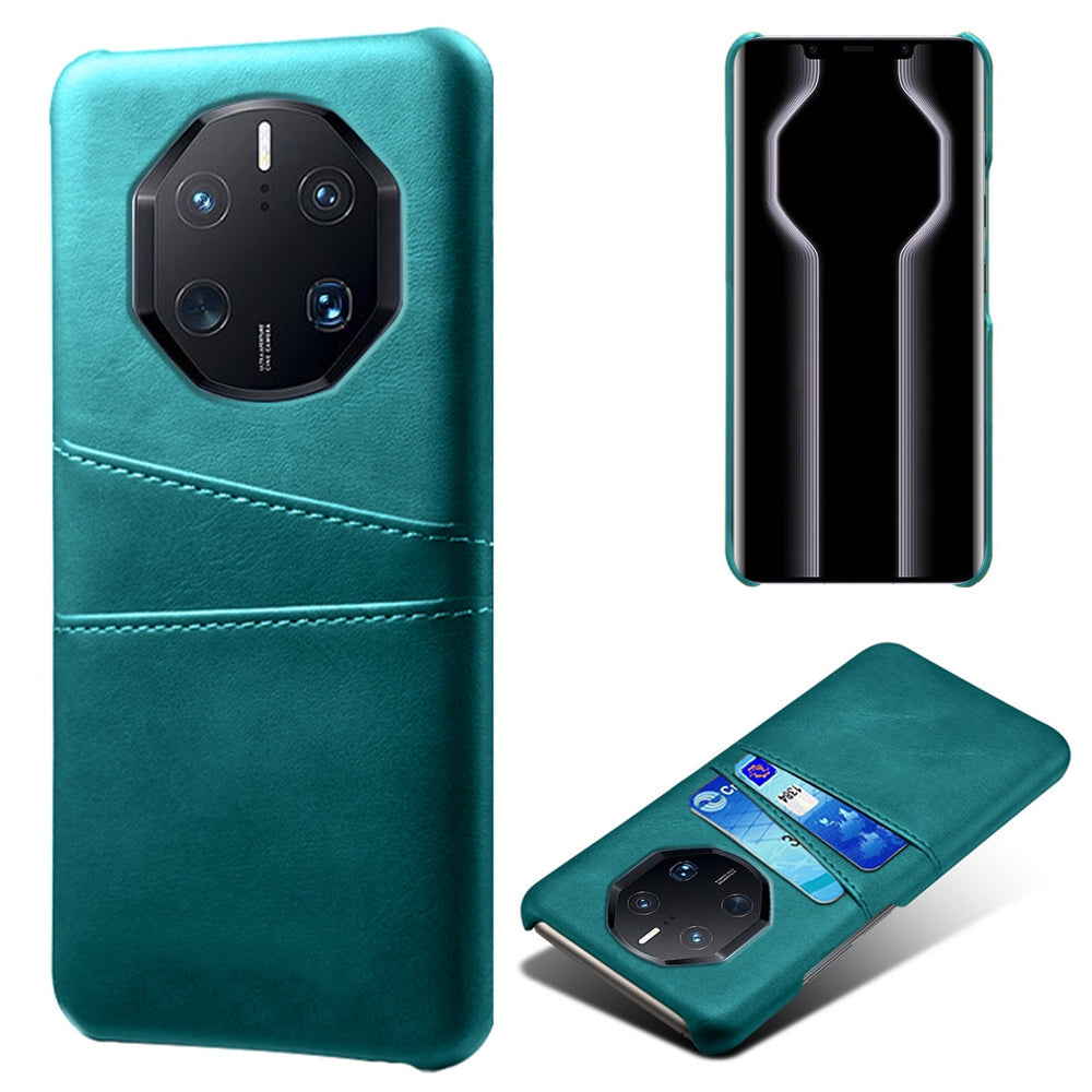 For Huawei Mate 50 RS Porsche Design 4G Phone Case with Dual Card Slots, Shockproof PU Leather Coated Hard PC Cover
