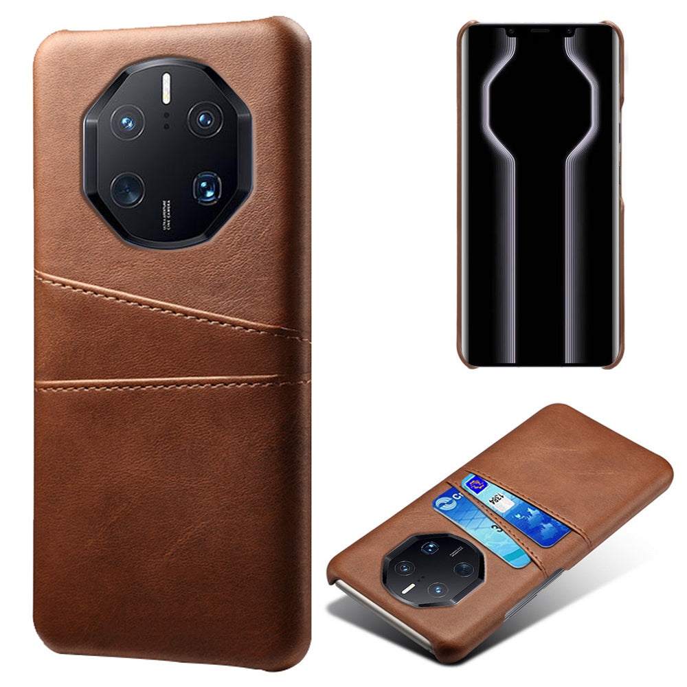 For Huawei Mate 50 RS Porsche Design 4G Phone Case with Dual Card Slots, Shockproof PU Leather Coated Hard PC Cover