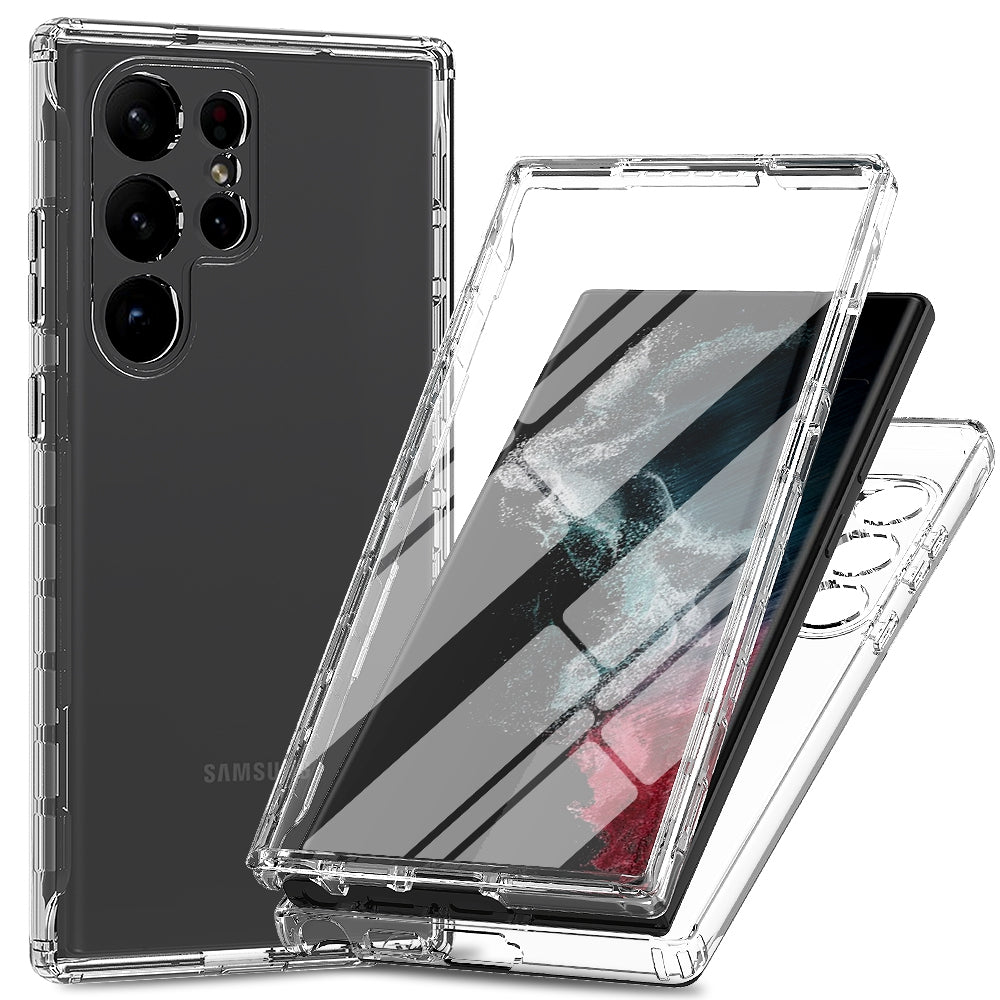 For Samsung Galaxy S23 Ultra 3-in-1 Gradient PC + TPU Phone Protective Cover Anti-drop Anti-scratch Case with PET Screen Protector