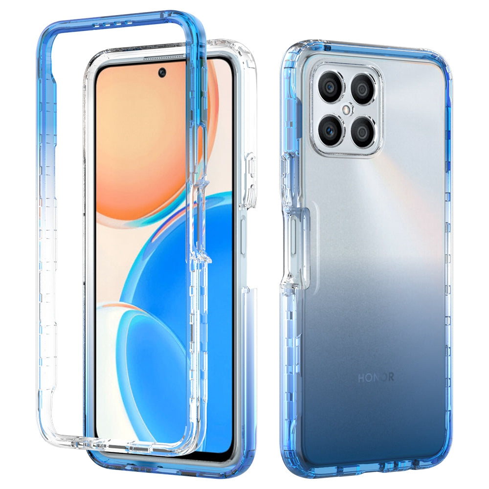 For Honor X8 4G Anti-scratch 2-in-1 TPU + PC Phone Case Gradient Color Crystal Clear Protective Cover