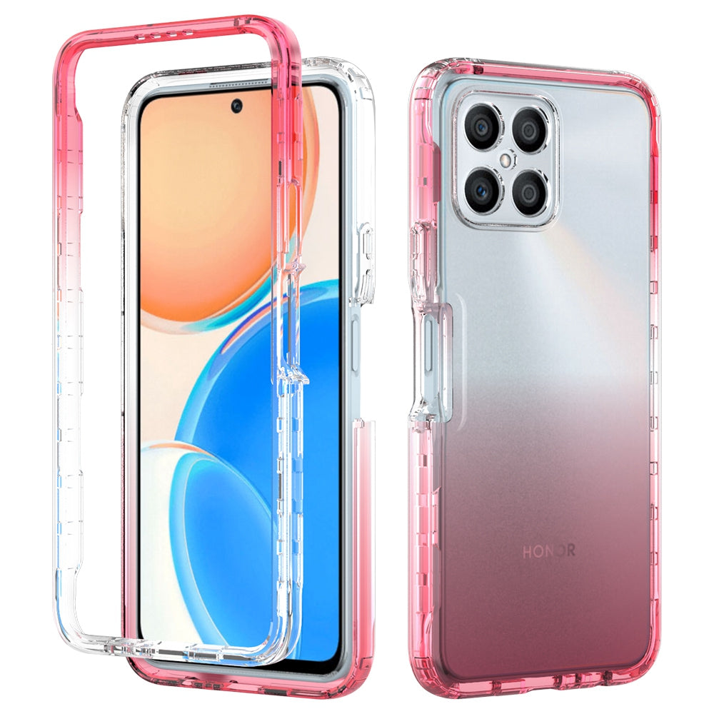 For Honor X8 4G Anti-scratch 2-in-1 TPU + PC Phone Case Gradient Color Crystal Clear Protective Cover
