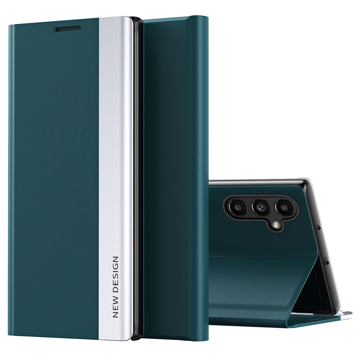 For Samsung Galaxy A14 5G Electroplating PU Leather Flip Viewing Stand Cover Magnetic Adsorption Phone Case