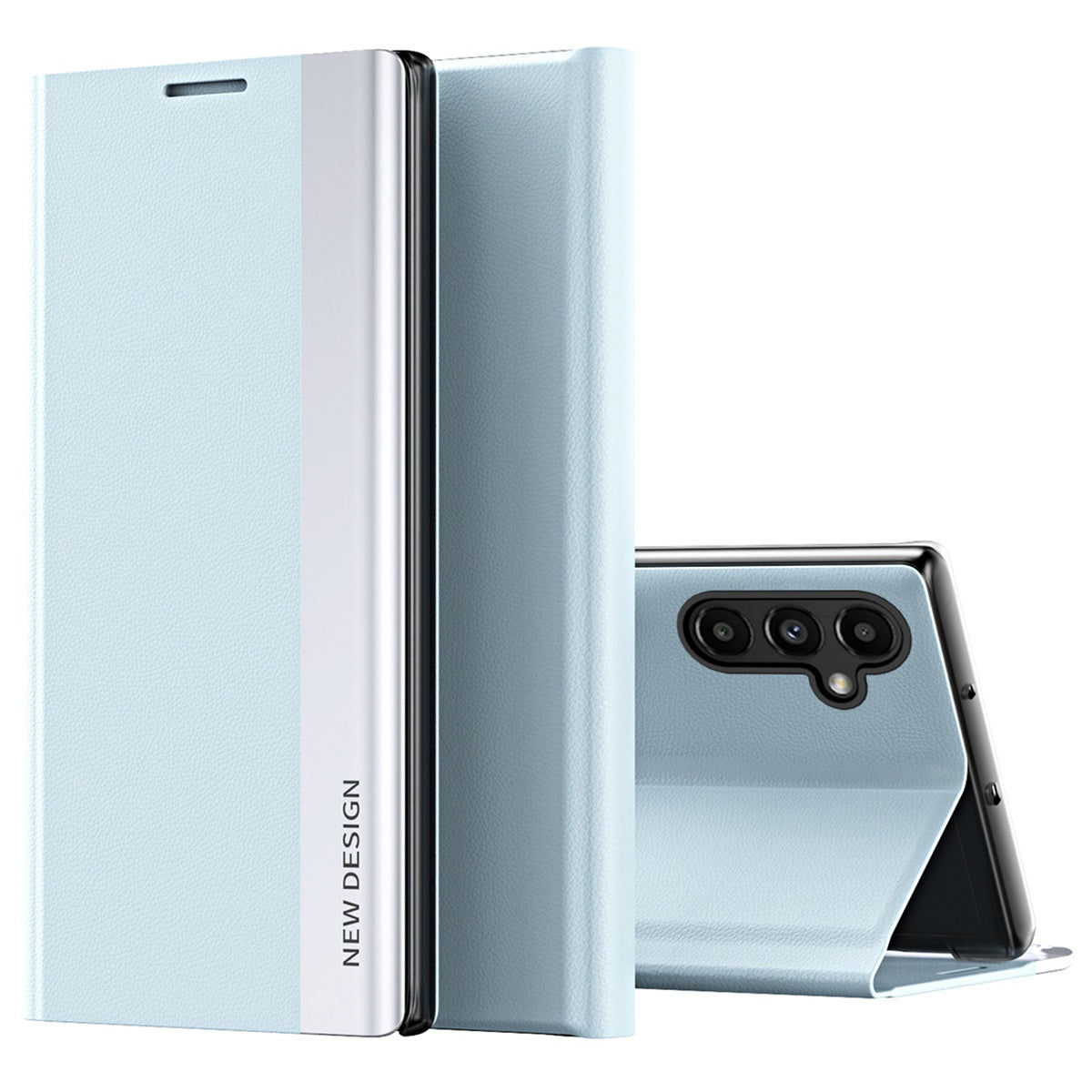 For Samsung Galaxy A14 5G Electroplating PU Leather Flip Viewing Stand Cover Magnetic Adsorption Phone Case