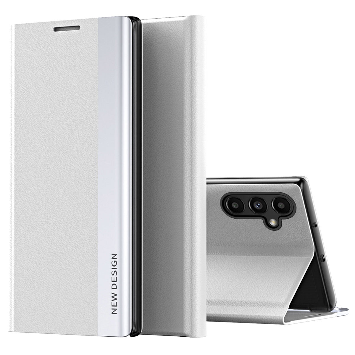 For Samsung Galaxy A14 5G Electroplating PU Leather Flip Viewing Stand Cover Magnetic Adsorption Phone Case