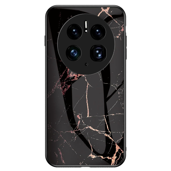 For Huawei Mate 50 Pro 4G Marble Pattern Printing Phone Case Tempered Glass + PC + TPU Protective Smartphone Cover