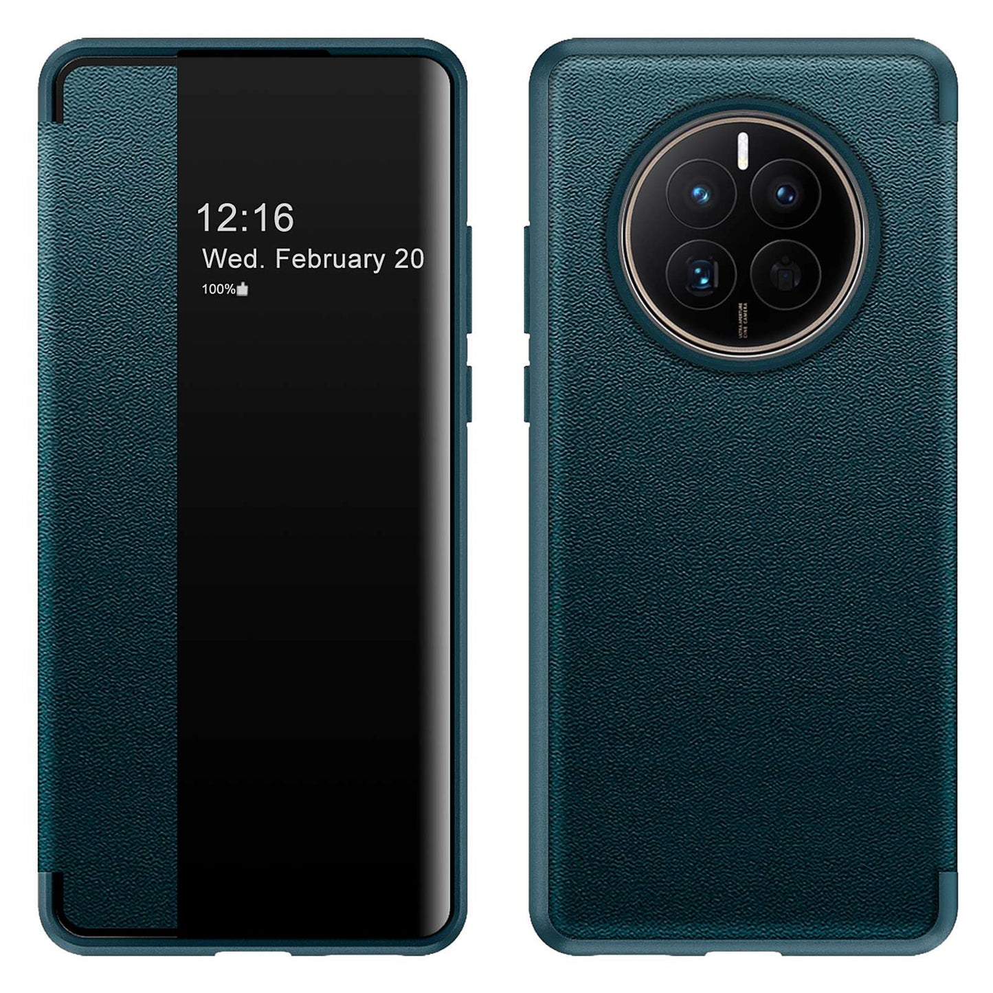 For Huawei Mate 50 4G View Window Design Auto Wake and Sleep Flip Cover PU Leather+TPU+Acrylic Protective Phone Case