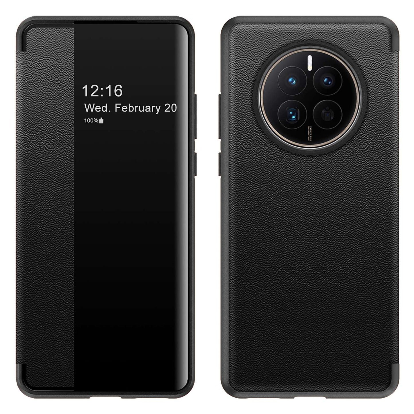 For Huawei Mate 50 4G View Window Design Auto Wake and Sleep Flip Cover PU Leather+TPU+Acrylic Protective Phone Case