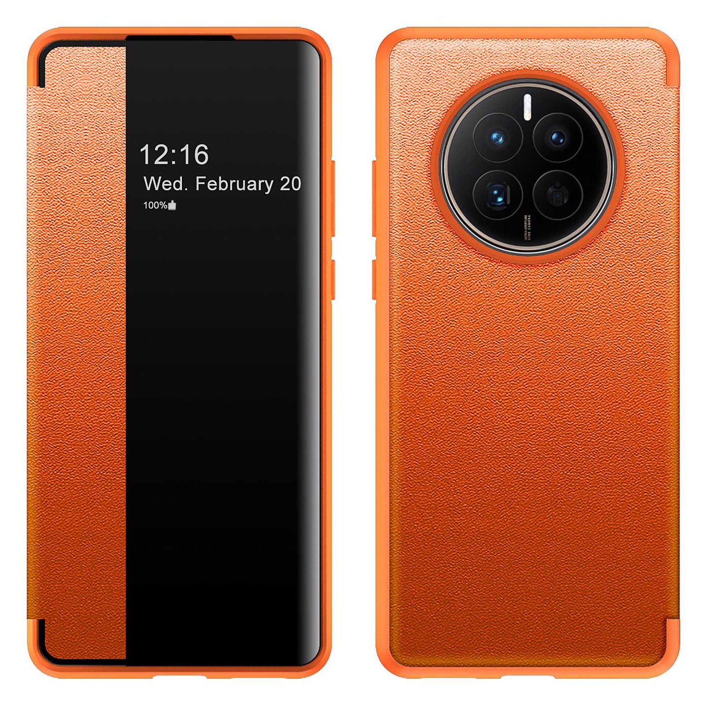 For Huawei Mate 50 4G View Window Design Auto Wake and Sleep Flip Cover PU Leather+TPU+Acrylic Protective Phone Case