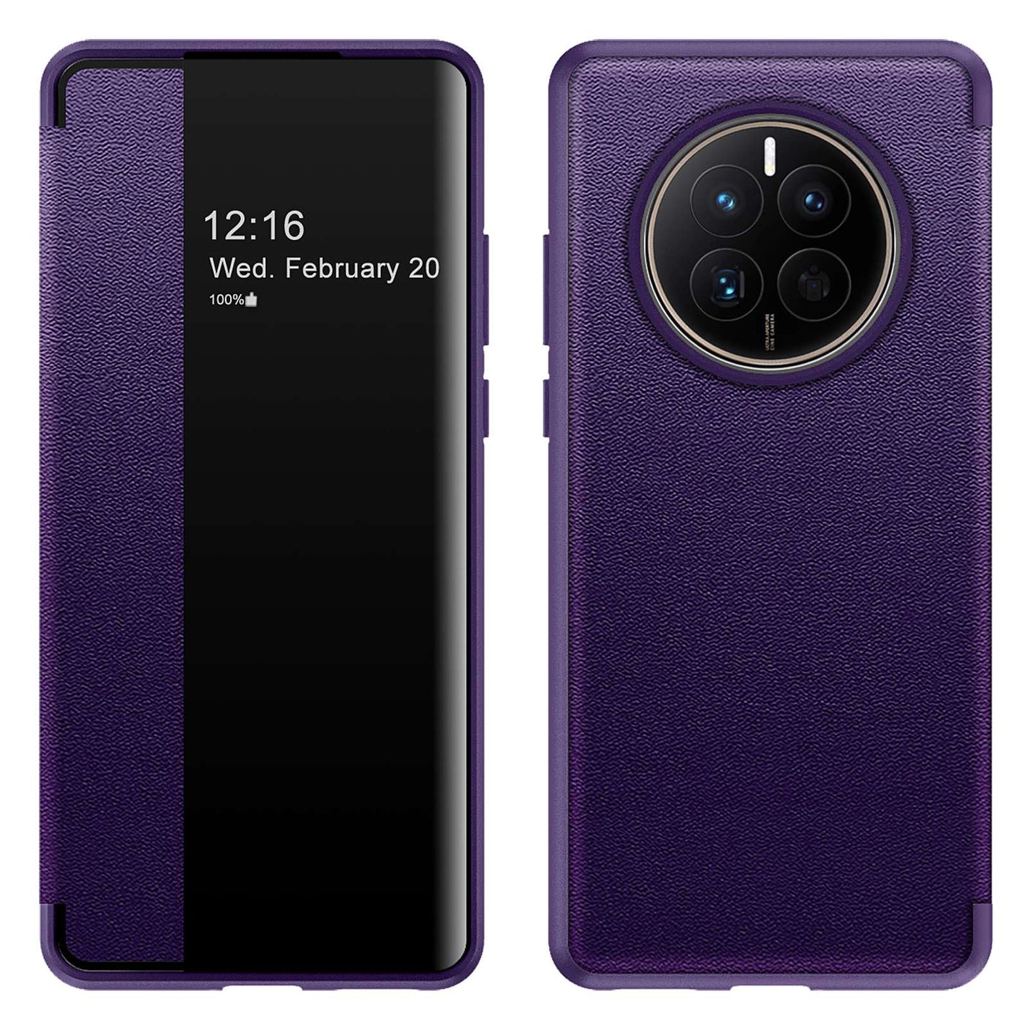 For Huawei Mate 50 4G View Window Design Auto Wake and Sleep Flip Cover PU Leather+TPU+Acrylic Protective Phone Case