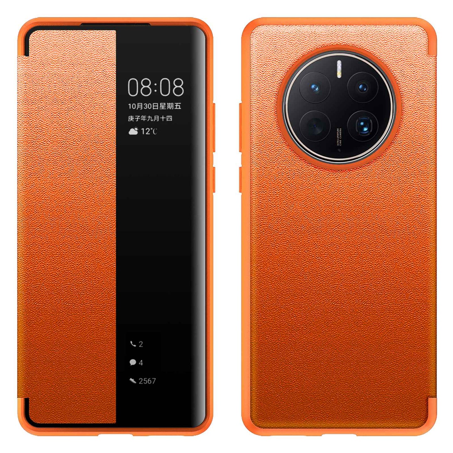 For Huawei Mate 50 Pro 4G View Window Design Auto Wake and Sleep Flip Cover Anti-fall PU Leather+TPU+Acrylic Phone Case