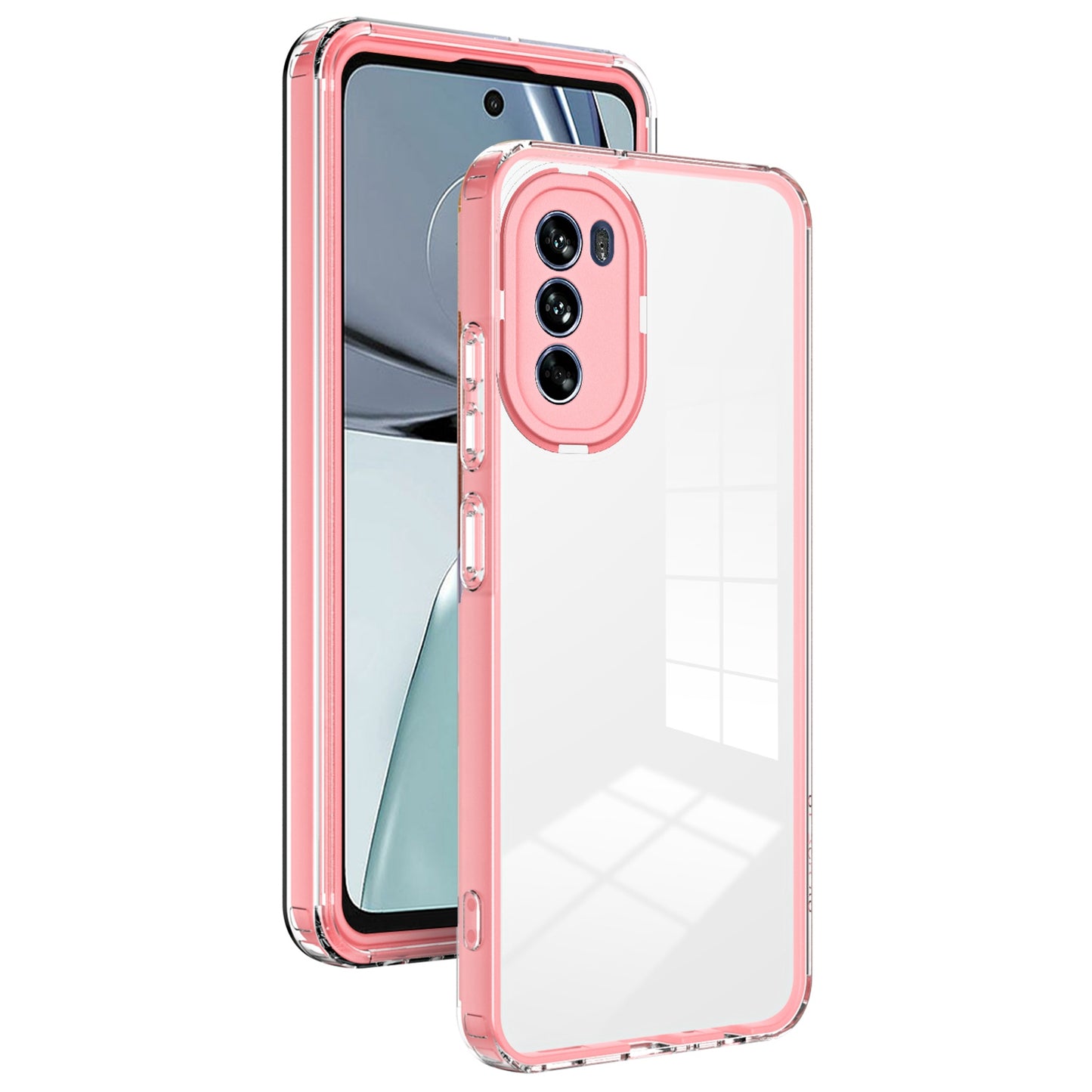 Cellphone Cover for Motorola Moto G62 5G, 3-in-1 Clear TPU Backplate + PC Frame + PC Camera Protection Ring Phone Back Case