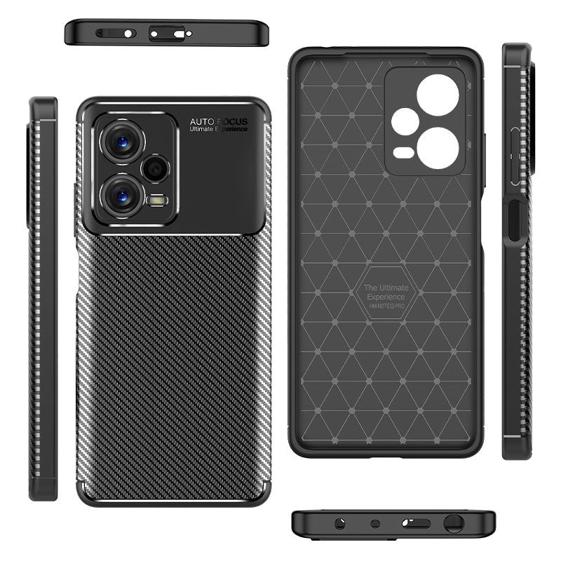 For Xiaomi Redmi Note 12 Pro+ 5G Anti-drop Cell Phone Case Carbon Fiber Texture TPU Protective Back Cover