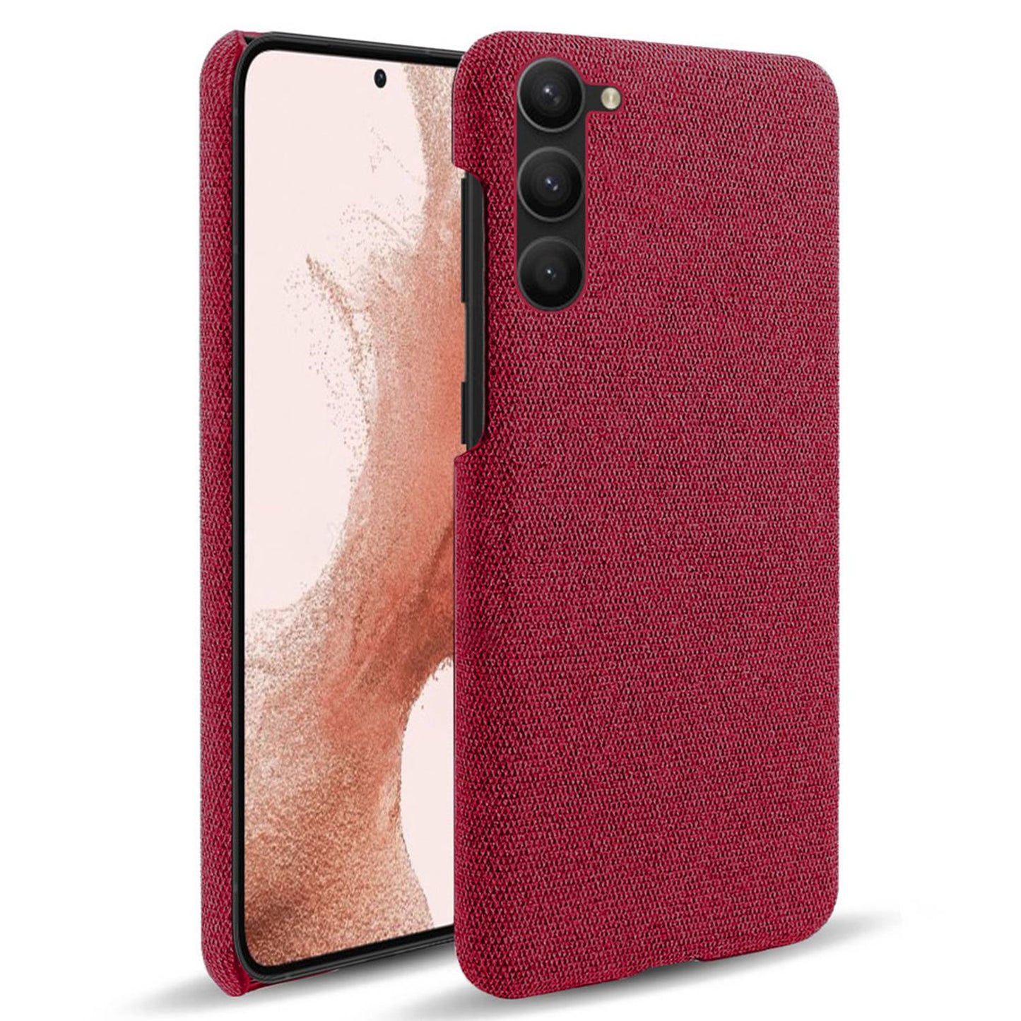 For Samsung Galaxy S23 Mobile Phone Protector Case Shell Solid Color Hard PC+Cloth Phone Cover