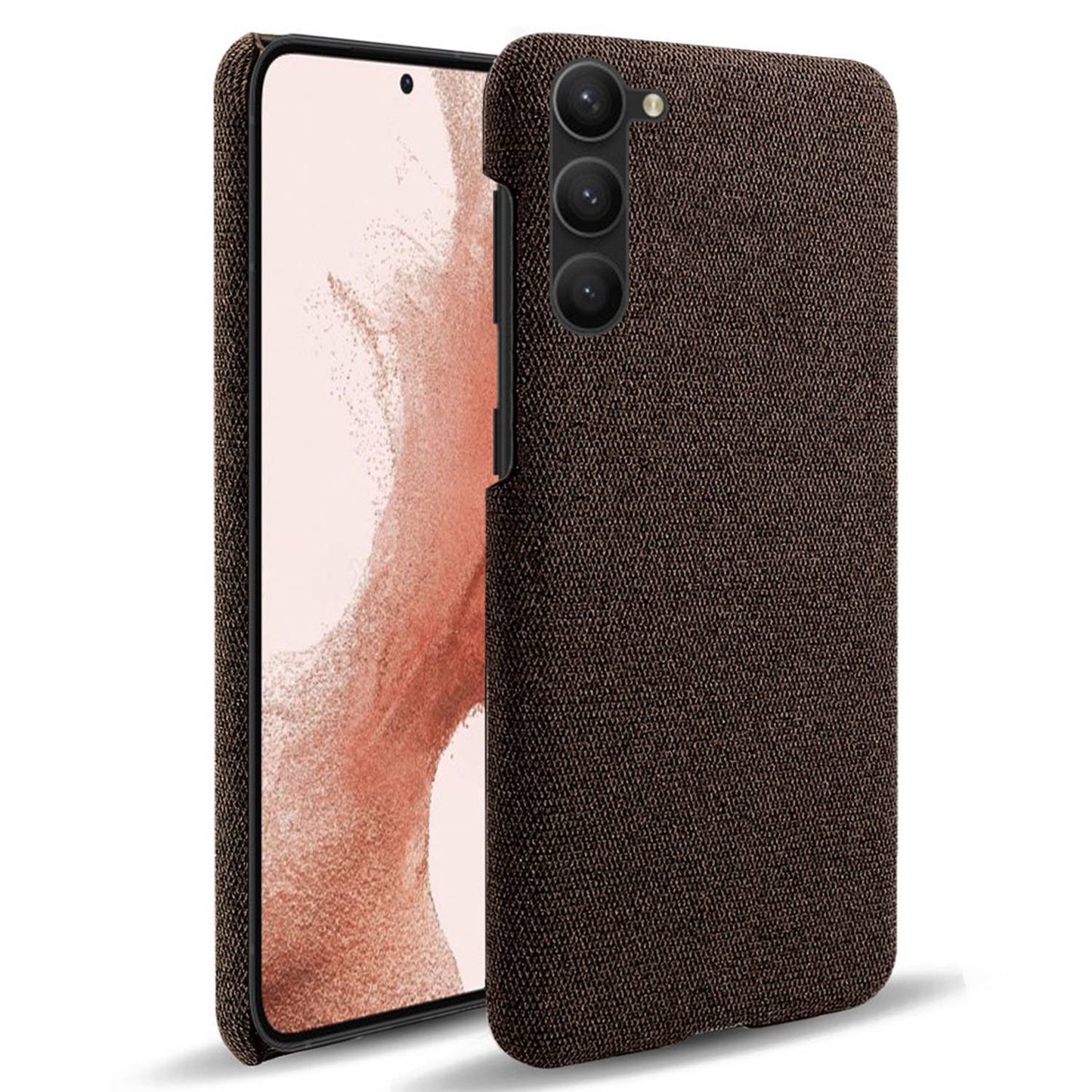 For Samsung Galaxy S23 Mobile Phone Protector Case Shell Solid Color Hard PC+Cloth Phone Cover