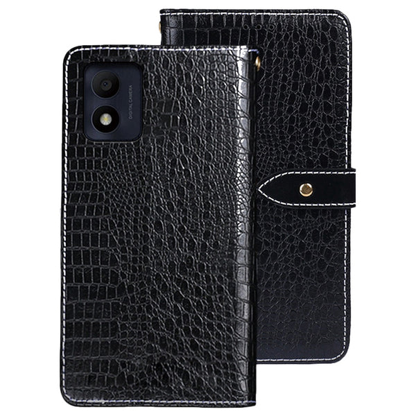 IDEWEI For Alcatel 1B (2022) Crocodile Texture PU Leather Phone Case Stand Wallet Magnetic Clasp Cover