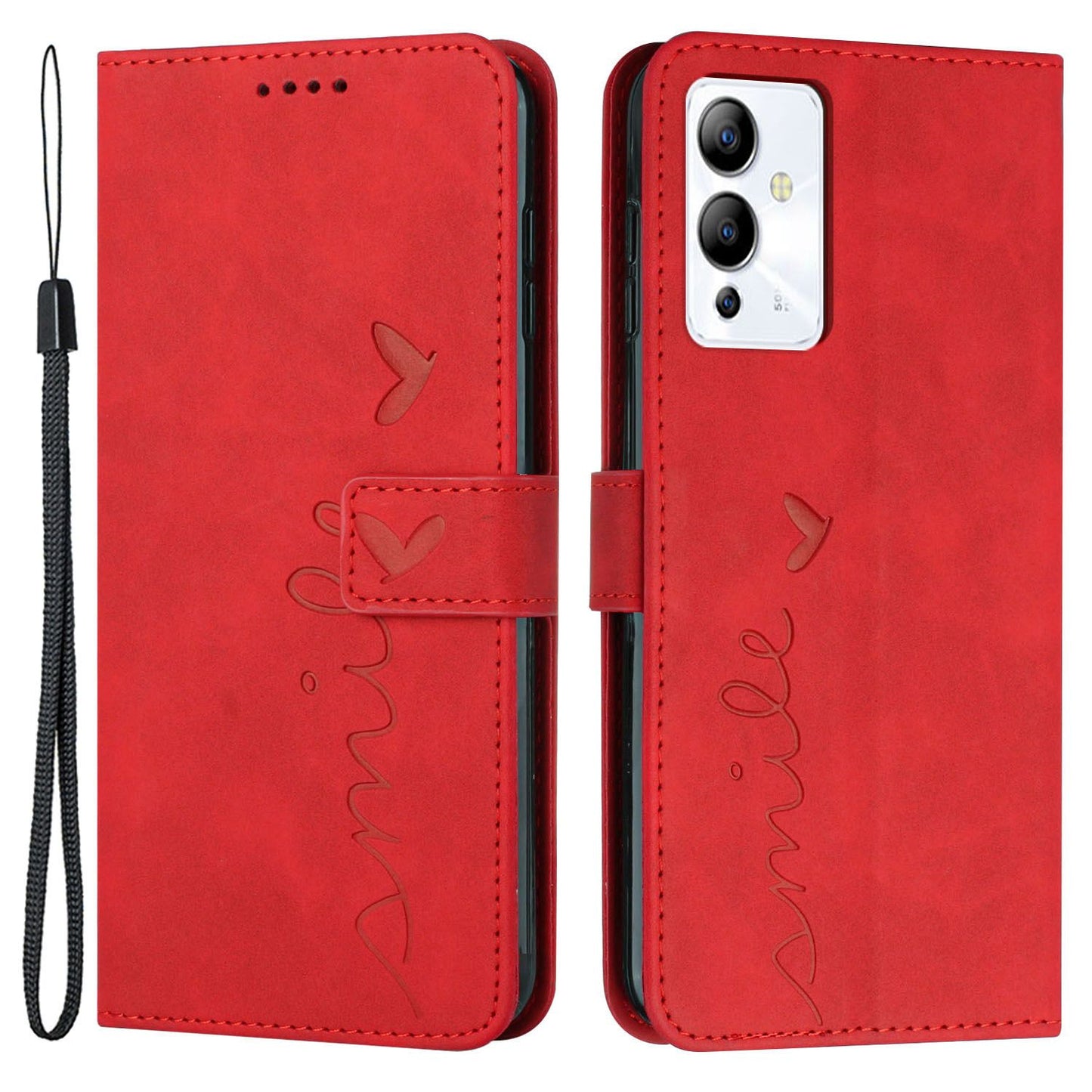 For Infinix Note 12i Heart Shape Imprinting Phone Case Skin-touch Shockproof PU Leather Wallet Stand Magnetic Clasp Cover