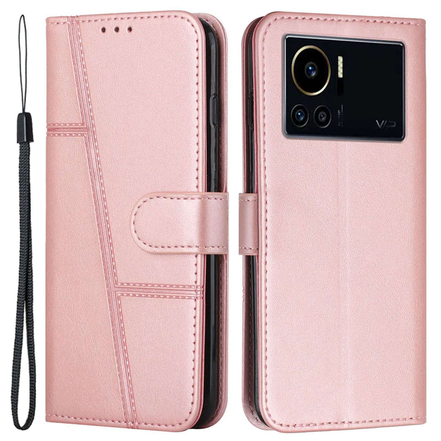 For Infinix Note 12 VIP 4G Anti-scratch Stitching PU Leather Phone Case Wallet Drop-proof Phone Cover with Strap
