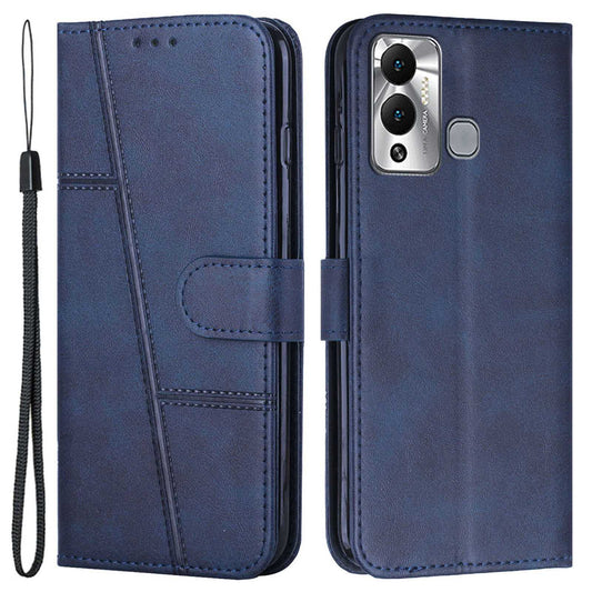 For Infinix Hot 12 Play 4G Stitching PU Leather Wallet Phone Case Magnetic Clasp Foldable Stand Cover with Strap