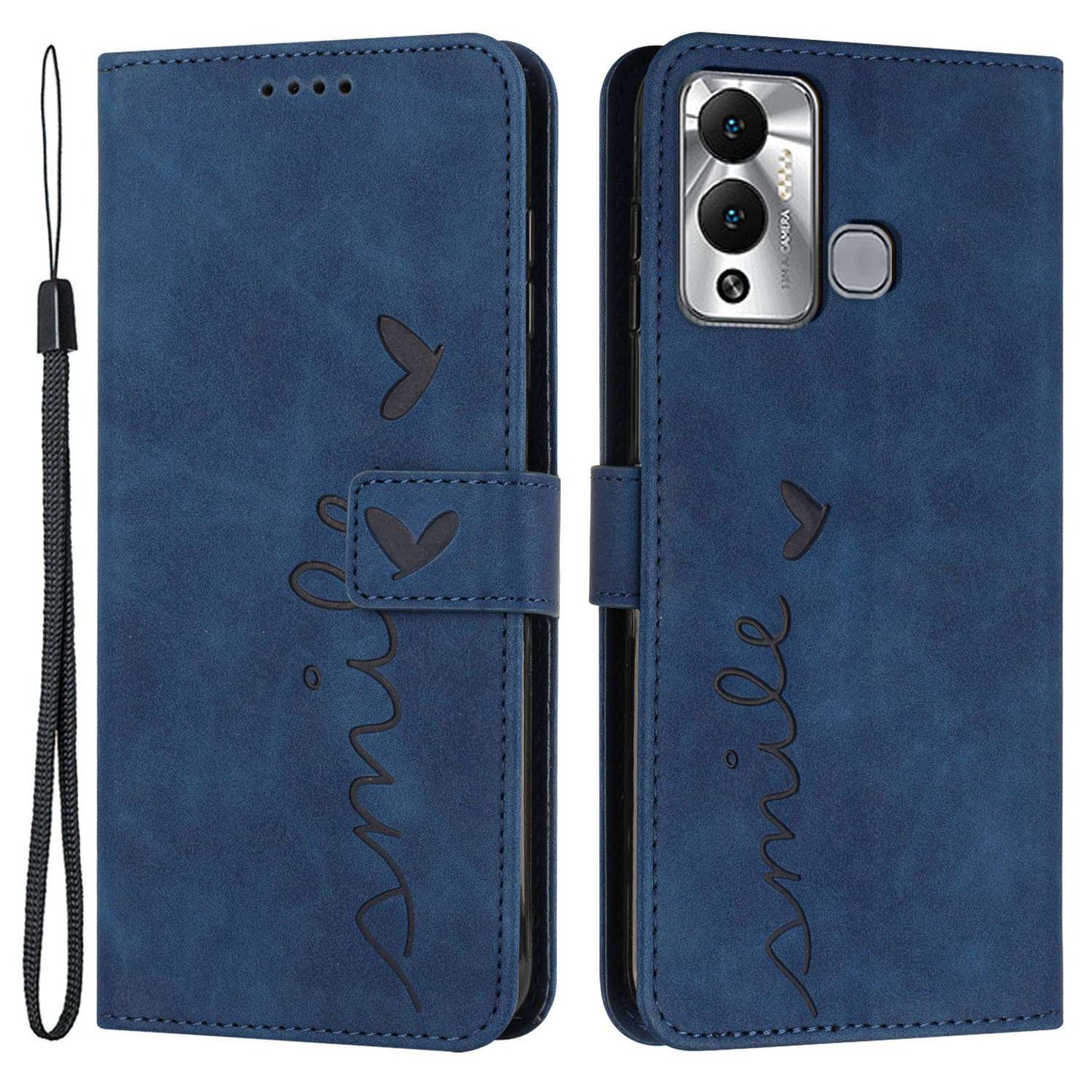 For Infinix Hot 12 Play 4G Anti-scratch PU Leather Cover Heart Shape Imprinting Phone Wallet Stand Skin-touch Feeling Case