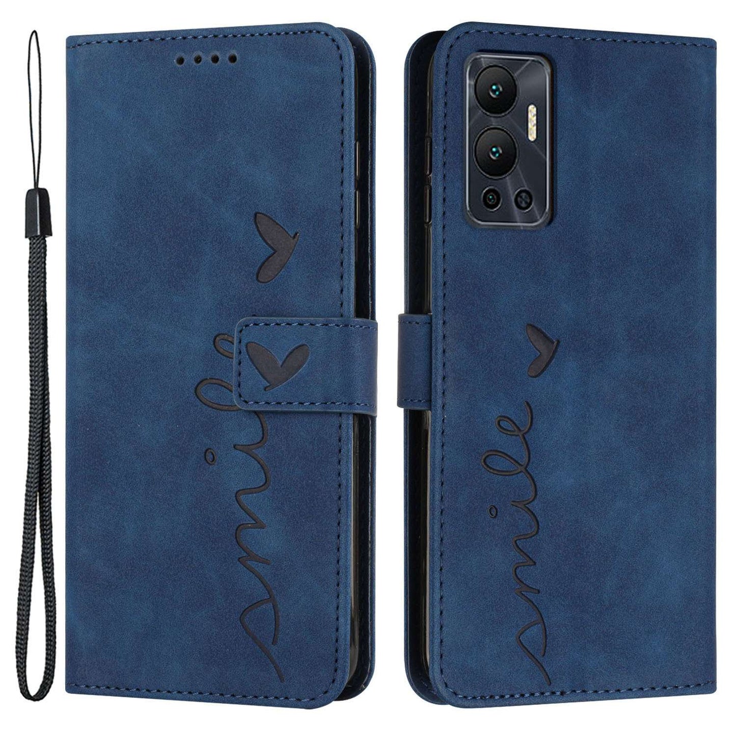 For Infinix Hot 12 4G Heart Shape Imprinting Skin-touch Phone Stand Case PU Leather Wallet Folio Flip Cover