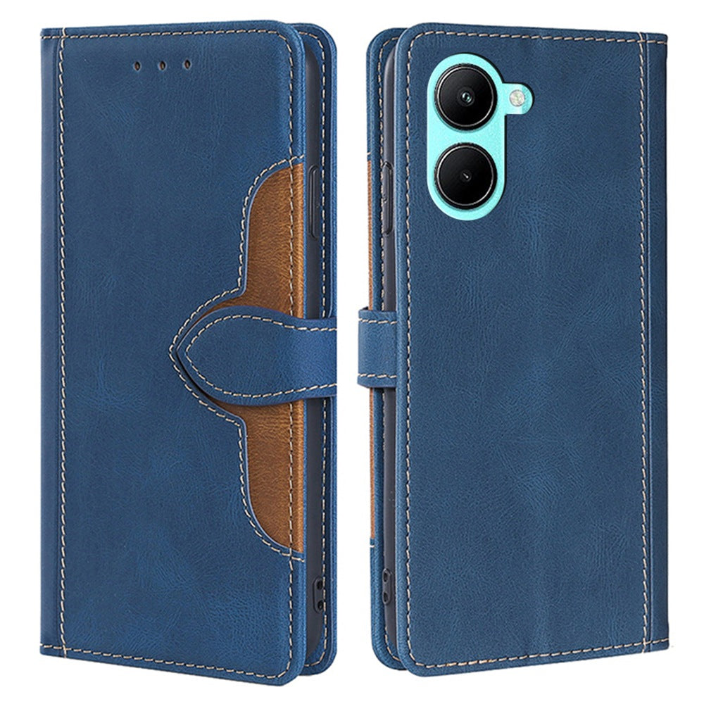 Protective Case for Realme C33 4G, Skin-touch PU Leather Straw Hat Pattern Stand Phone Wallet Cover