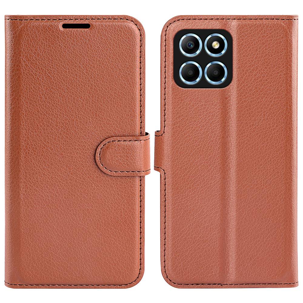 For Honor X8 5G Stand Wallet Phone Case Litchi Texture PU Leather + TPU Folio Flip Magnetic Clasp Cover