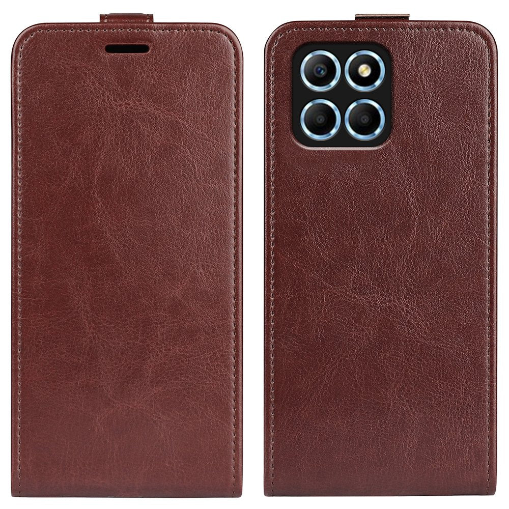 For Honor X8 5G Vertical Flip Crazy Horse Texture PU Leather Case Card Holder Magnetic Clasp Cell Phone Cover