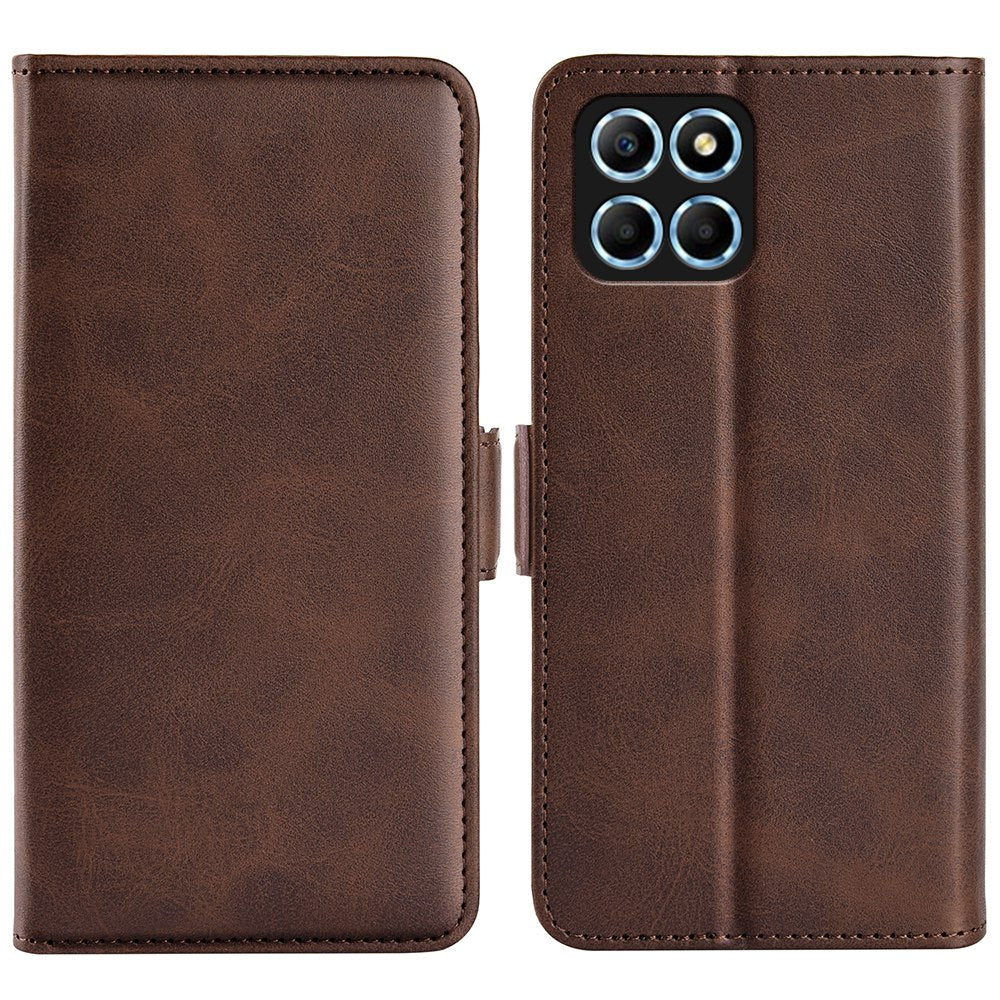 For Honor X8 5G PU Leather Dual Magnetic Clasp Phone Case Calf Texture Stand Wallet Anti-drop Cover
