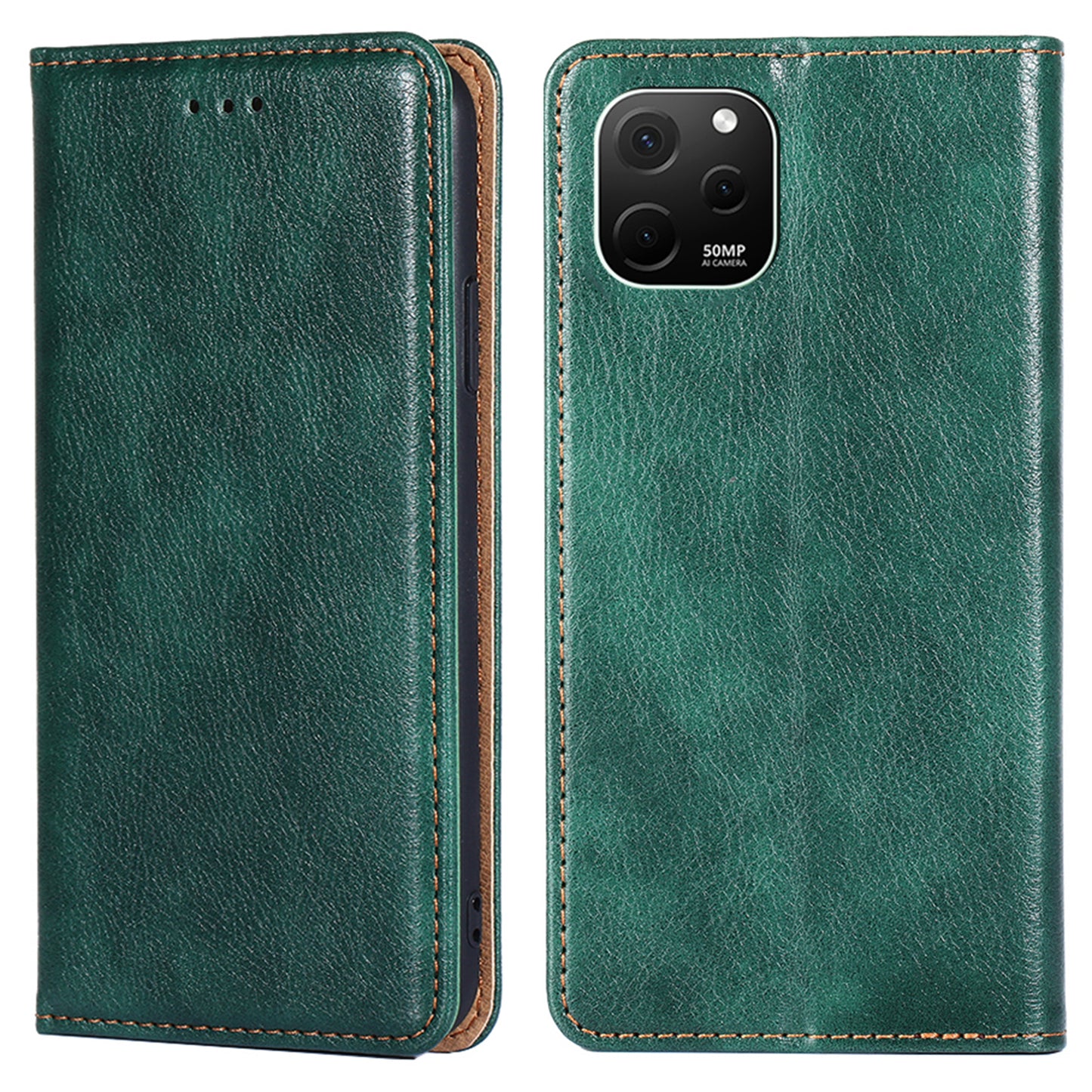 For Huawei nova Y61 4G Magnetic Adsorption PU Leather Protective Cover Foldable Stand Phone Wallet Case